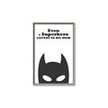 Picture of Superhero Listens II _GroupedProduct_Rectangle_Portrait_Mini_ _GroupedProduct_Rectangle_Portrait_Canvas_Framed_