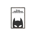 Picture of Superhero Listens II _GroupedProduct_Rectangle_Portrait_Mini_ _GroupedProduct_Rectangle_Portrait_Canvas_Framed_