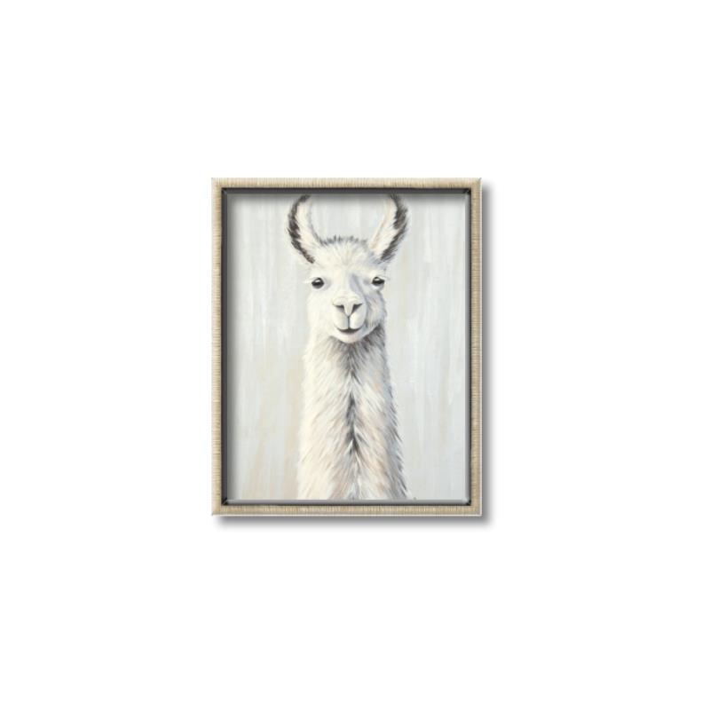 Picture of Brown and White Llama _GroupedProduct_Rectangle_Portrait_Mini_ _GroupedProduct_Rectangle_Portrait_Canvas_Framed_