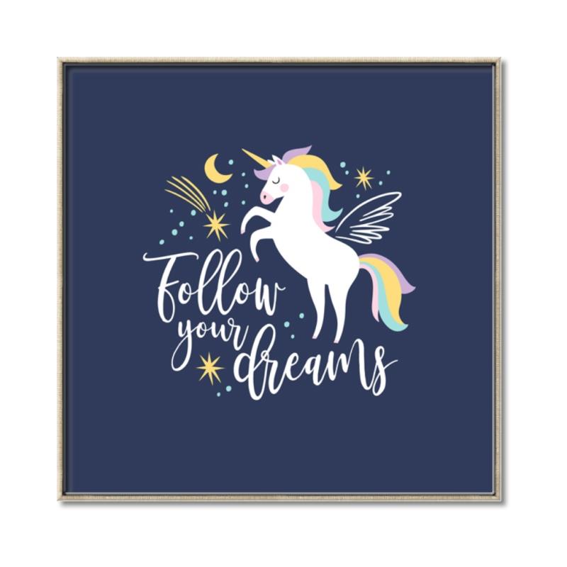 Picture of Follow your Dreams Unicorn _GroupedProduct_Square_Mini_ _GroupedProduct_Square_Canvas_Framed_