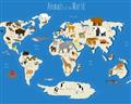 Picture of Animals Map Blue _GroupedProduct_Rectangle_Landscape_Unframed_Print_Only_
