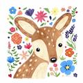 Picture of In the Garden Deer _GroupedProduct_Square_Mini_ _GroupedProduct_Square_Unframed_Print_Only_