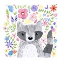 Picture of In the Garden Raccoon _GroupedProduct_Square_Mini_ _GroupedProduct_Square_Unframed_Print_Only_