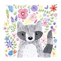 Picture of In the Garden Raccoon _GroupedProduct_Square_Mini_ _GroupedProduct_Square_Unframed_Print_Only_