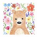 Picture of In the Garden Bear _GroupedProduct_Square_Mini_ _GroupedProduct_Square_Unframed_Print_Only_