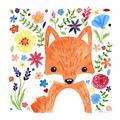 Picture of In the Garden Fox _GroupedProduct_Square_Mini_ _GroupedProduct_Square_Unframed_Print_Only_