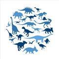 Picture of Dino Party Blue _GroupedProduct_Square_Mini_ _GroupedProduct_Square_Unframed_Print_Only_