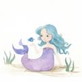 Picture of Blue Hair Mermaid _GroupedProduct_Square_Mini_ _GroupedProduct_Square_Unframed_Print_Only_