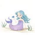 Picture of Blue Hair Mermaid _GroupedProduct_Square_Mini_ _GroupedProduct_Square_Unframed_Print_Only_