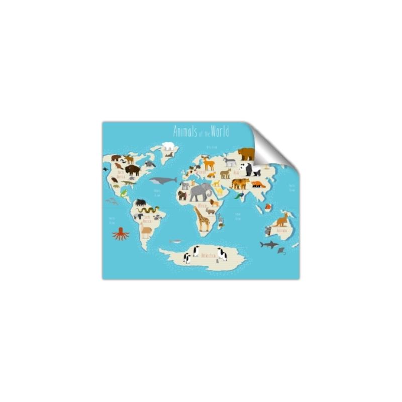Picture of Animals Map of the World _GroupedProduct_Rectangle_Landscape_Unframed_Print_Only_