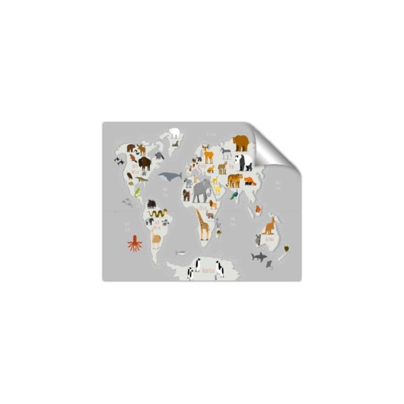 Picture of Animals Map Grey _GroupedProduct_Rectangle_Landscape_Unframed_Print_Only_