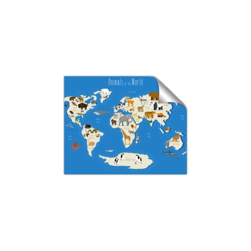 Picture of Animals Map Blue _GroupedProduct_Rectangle_Landscape_Unframed_Print_Only_