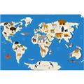 Picture of Animals Map Blue _GroupedProduct_Rectangle_Landscape_Unframed_Print_Only_
