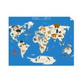 Picture of Animals Map Blue _GroupedProduct_Rectangle_Landscape_Unframed_Print_Only_