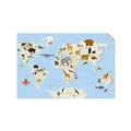 Picture of Animals Map Light Blue _GroupedProduct_Rectangle_Landscape_Unframed_Print_Only_