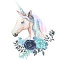 Picture of Blue Floral Unicorn _GroupedProduct_Square_Mini_ _GroupedProduct_Square_Unframed_Print_Only_