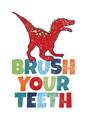 Picture of Brush Your Teeth Red Dino _GroupedProduct_Rectangle_Portrait_Mini_ _GroupedProduct_Rectangle_Portrait_Unframed_Print_Only_