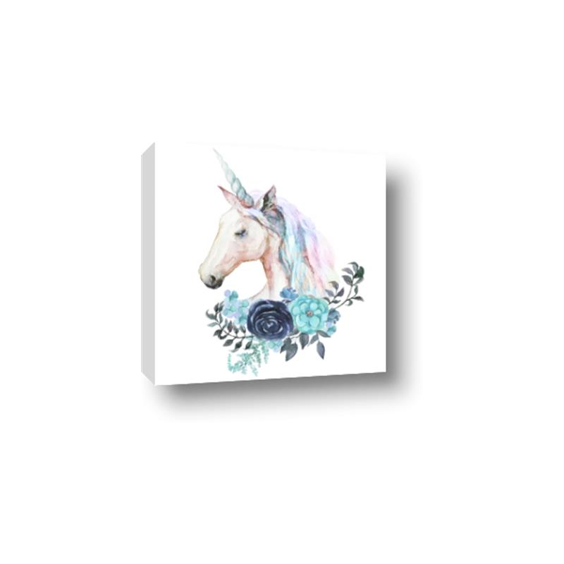 Picture of Blue Floral Unicorn _GroupedProduct_Square_Mini_ _GroupedProduct_Square_Canvas_