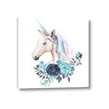 Picture of Blue Floral Unicorn _GroupedProduct_Square_Mini_ _GroupedProduct_Square_Canvas_