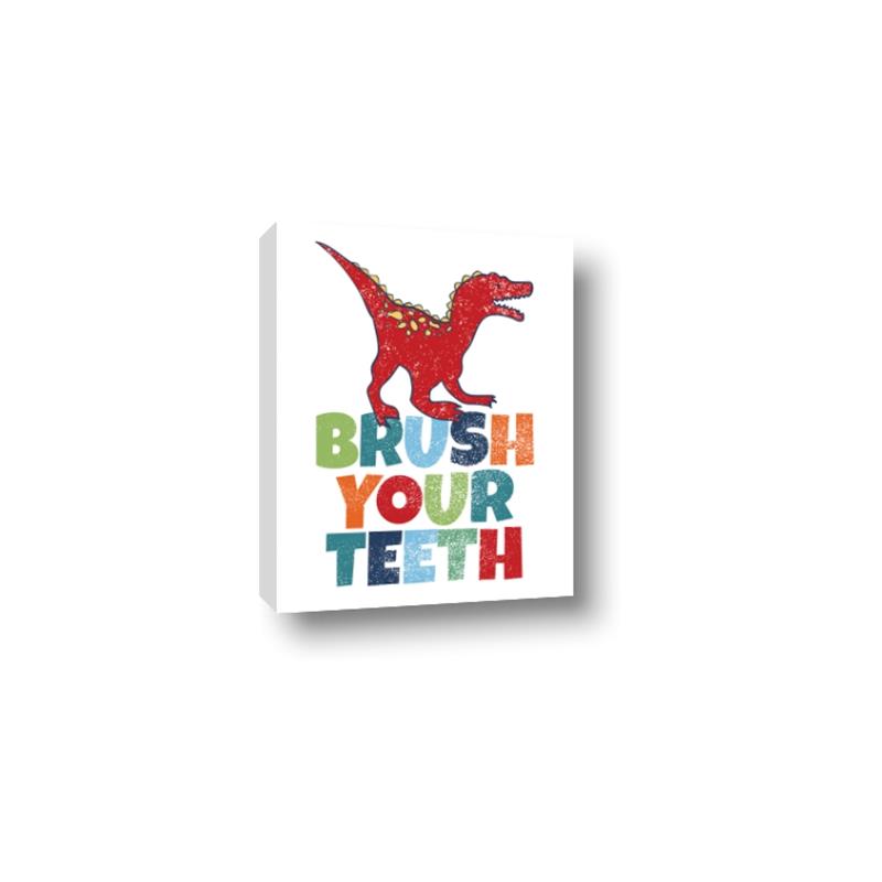 Picture of Brush Your Teeth Red Dino _GroupedProduct_Rectangle_Portrait_Mini_ _GroupedProduct_Rectangle_Portrait_Canvas_