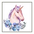 Picture of Pink Floral Unicorn _GroupedProduct_Square_Mini_ _GroupedProduct_Square_Canvas_Framed_