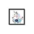 Picture of Blue Floral Unicorn _GroupedProduct_Square_Mini_ _GroupedProduct_Square_Canvas_Framed_
