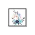 Picture of Blue Floral Unicorn _GroupedProduct_Square_Mini_ _GroupedProduct_Square_Canvas_Framed_