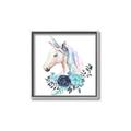 Picture of Blue Floral Unicorn _GroupedProduct_Square_Mini_ _GroupedProduct_Square_Canvas_Framed_