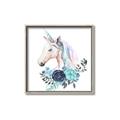 Picture of Blue Floral Unicorn _GroupedProduct_Square_Mini_ _GroupedProduct_Square_Canvas_Framed_