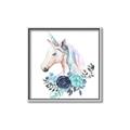 Picture of Blue Floral Unicorn _GroupedProduct_Square_Mini_ _GroupedProduct_Square_Canvas_Framed_