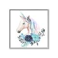 Picture of Blue Floral Unicorn _GroupedProduct_Square_Mini_ _GroupedProduct_Square_Canvas_Framed_