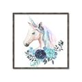 Picture of Blue Floral Unicorn _GroupedProduct_Square_Mini_ _GroupedProduct_Square_Canvas_Framed_
