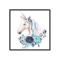 Picture of Blue Floral Unicorn _GroupedProduct_Square_Mini_ _GroupedProduct_Square_Canvas_Framed_