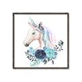 Picture of Blue Floral Unicorn _GroupedProduct_Square_Mini_ _GroupedProduct_Square_Canvas_Framed_