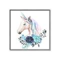 Picture of Blue Floral Unicorn _GroupedProduct_Square_Mini_ _GroupedProduct_Square_Canvas_Framed_