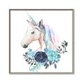 Picture of Blue Floral Unicorn _GroupedProduct_Square_Mini_ _GroupedProduct_Square_Canvas_Framed_