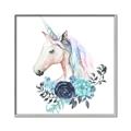 Picture of Blue Floral Unicorn _GroupedProduct_Square_Mini_ _GroupedProduct_Square_Canvas_Framed_