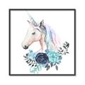Picture of Blue Floral Unicorn _GroupedProduct_Square_Mini_ _GroupedProduct_Square_Canvas_Framed_