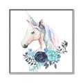 Picture of Blue Floral Unicorn _GroupedProduct_Square_Mini_ _GroupedProduct_Square_Canvas_Framed_