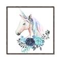 Picture of Blue Floral Unicorn _GroupedProduct_Square_Mini_ _GroupedProduct_Square_Canvas_Framed_