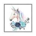 Picture of Blue Floral Unicorn _GroupedProduct_Square_Mini_ _GroupedProduct_Square_Canvas_Framed_