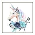 Picture of Blue Floral Unicorn _GroupedProduct_Square_Mini_ _GroupedProduct_Square_Canvas_Framed_