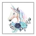 Picture of Blue Floral Unicorn _GroupedProduct_Square_Mini_ _GroupedProduct_Square_Canvas_Framed_