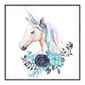 Picture of Blue Floral Unicorn _GroupedProduct_Square_Mini_ _GroupedProduct_Square_Canvas_Framed_