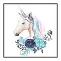 Picture of Blue Floral Unicorn _GroupedProduct_Square_Mini_ _GroupedProduct_Square_Canvas_Framed_