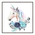 Picture of Blue Floral Unicorn _GroupedProduct_Square_Mini_ _GroupedProduct_Square_Canvas_Framed_