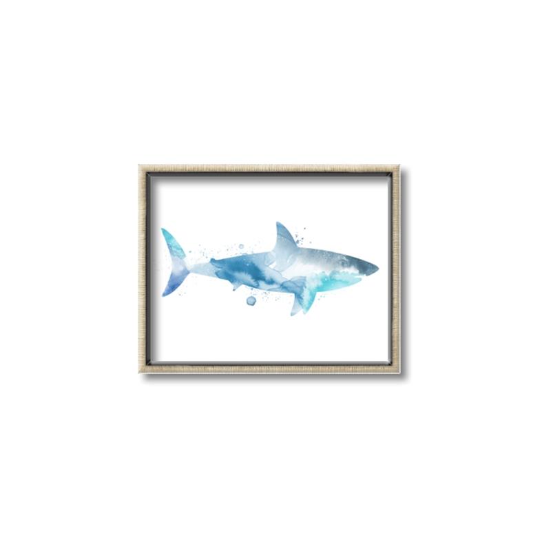 Picture of Blue Splash Shark I  _GroupedProduct_Rectangle_Landscape_Mini_ _GroupedProduct_Rectangle_Landscape_Canvas_Framed_