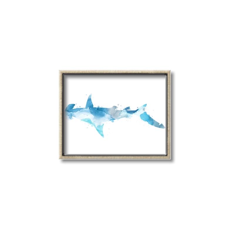 Picture of Blue Splash Shark IV _GroupedProduct_Rectangle_Landscape_Mini_ _GroupedProduct_Rectangle_Landscape_Canvas_Framed_
