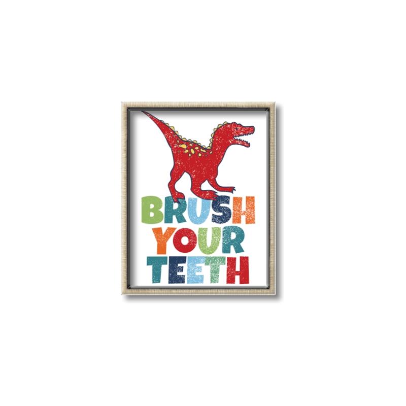 Picture of Brush Your Teeth Red Dino _GroupedProduct_Rectangle_Portrait_Mini_ _GroupedProduct_Rectangle_Portrait_Canvas_Framed_