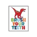 Picture of Brush Your Teeth Red Dino _GroupedProduct_Rectangle_Portrait_Mini_ _GroupedProduct_Rectangle_Portrait_Canvas_Framed_